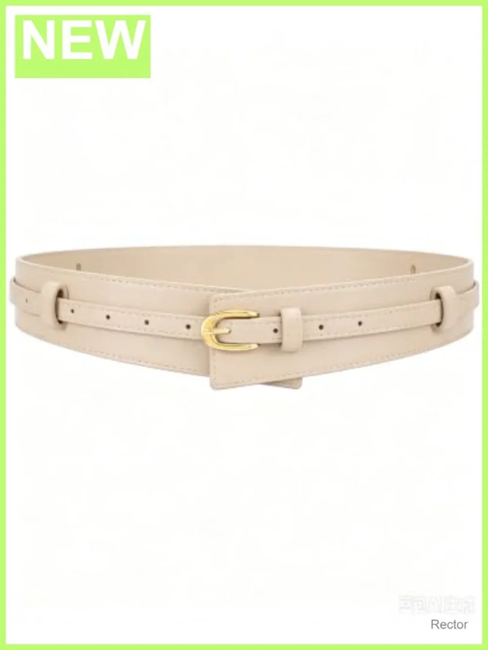 Women's 2-in-1 Wide Faux Leather Belt with Gold Buckle - Versatile Waist Belt